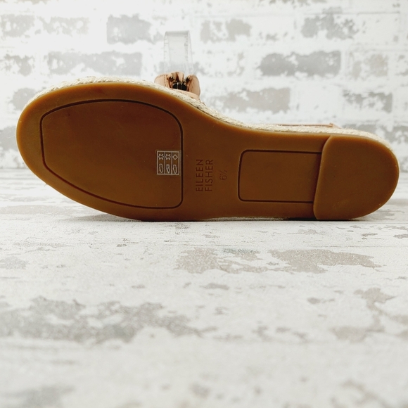NEW Eileen Fisher Tan Leather Lace Up Back Zip Closed Toe Espadrilles V473 - Picture 8 of 11